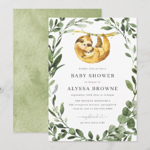 Mommy Baby Sloth Baby Shower Invitation