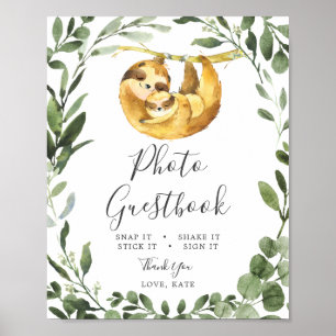 Mommy Baby Sloth Baby Shower Photo Guestbook Sign