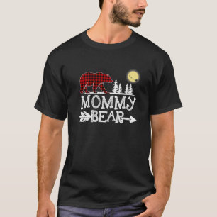 Mommy Bear Christmas Pajama Red Plaid Buffalo T-Shirt