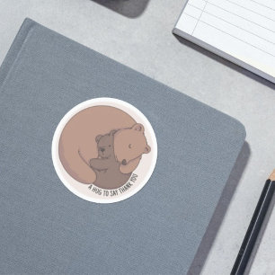 Mommy Bear Hugging Baby Bear Cub Classic Round Sticker