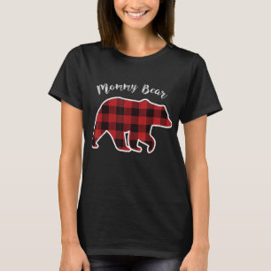 MOMMY BEAR Women Red Plaid Christmas Pajama Family T-Shirt