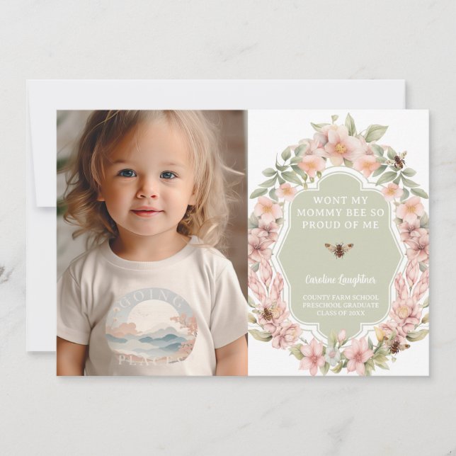 Mommy Bee Proud Preschool Graduation Announcement (Front)