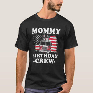Mommy Birthday Crew Fireman American Flag Thin Red T-Shirt