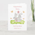 Mommy Birthday Female Watercolour Rabbits Card<br><div class="desc">This happy birthday mommy design includes a mom rabbit with strawberry cupcake and daughter rabbit with balloon.</div>