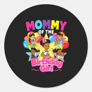 Mommy birthday girl gracie pink doll family classic round sticker
