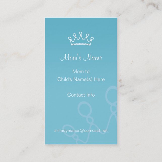 Mommy Calling Card - Blue Crown (Front)