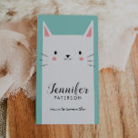 Mommy Calling Card Cute White Kitty Cat<br><div class="desc">Cute and modern mommy calling card with your name, child's name and contact information. Illustration of a cute white kitty cat. The texts are on her belly and also on the back of the card. All texts are easily editable online. This card is very useful to give out to other...</div>