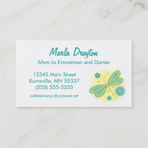 Mommy Calling Card - spring butterfly and flowers
