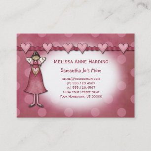 Mommy Calling Cards Pink Hearts Dots Angels