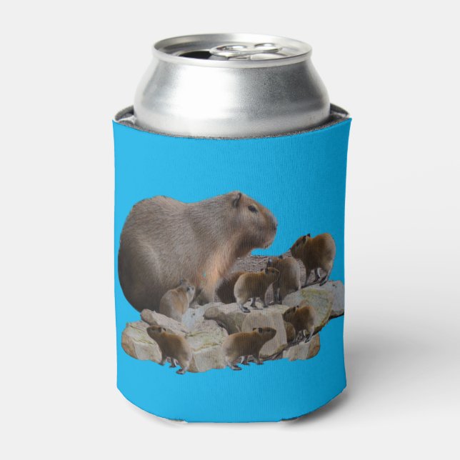 Mommy Capybara With Babies, Can Cooler (Can Front)