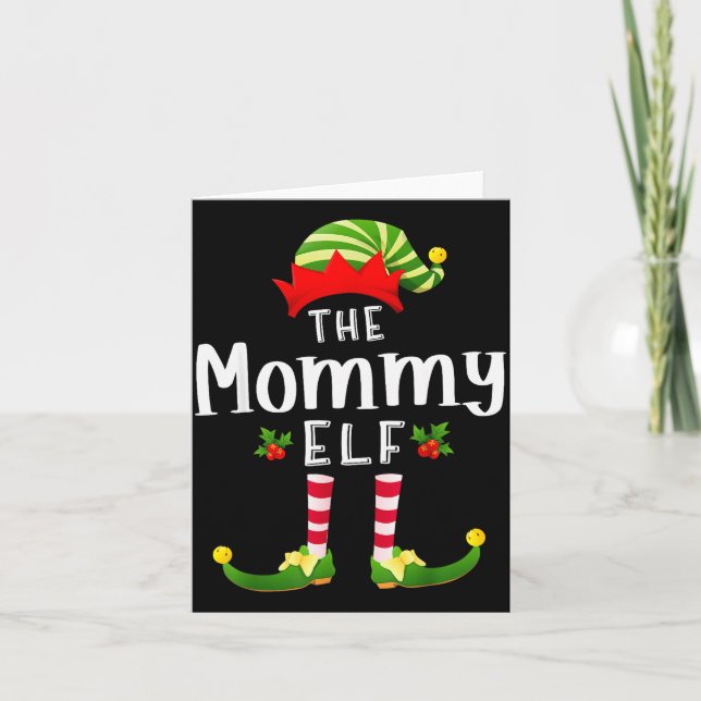Mommy Christmas Elf Matching Pajama X-mas Party  Card (Front)