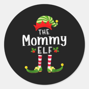 Mommy Christmas Elf Matching Pajama X-mas Party Classic Round Sticker