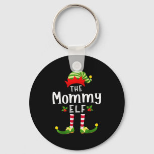Mommy Christmas Elf Matching Pajama X-mas Party Keychain