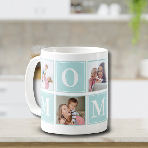Mommy Collage Script 5 Photos for Mom Green Coffee Mug