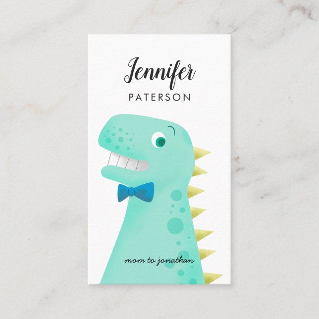 Mommy Contact Card Cool Dinosaur Green (Front)