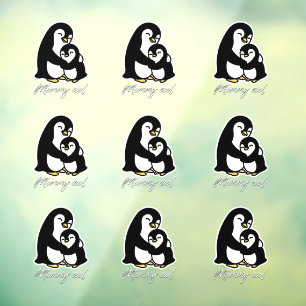 Mommy cool - Penguine mom and baby - b Window Cling