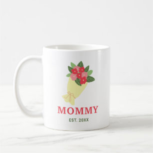 Mommy Custom Est Year Floral Bouquet Cute Gift Coffee Mug