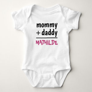 Mommy Daddy Baby Girl Name Pink Text Baby Shower Bodysuit