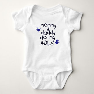 Mommy & Daddy do my ADLs blue handprint OT baby Bodysuit