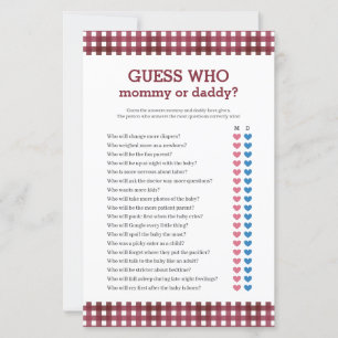 Mommy Daddy Guess Who Baby Shower Game Paper Sheet