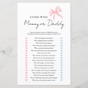 Mommy Daddy Guess Who Baby Shower Game Sheets