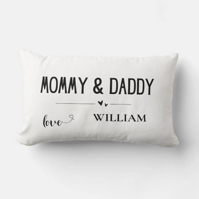 Mommy & Daddy Love - Custom Name Family Keepsake Lumbar Pillow (Front)
