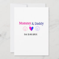 Mommy & Daddy new parents add name date heart blue