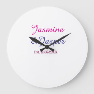 Mommy & Daddy new parents couple name est. year  Large Clock