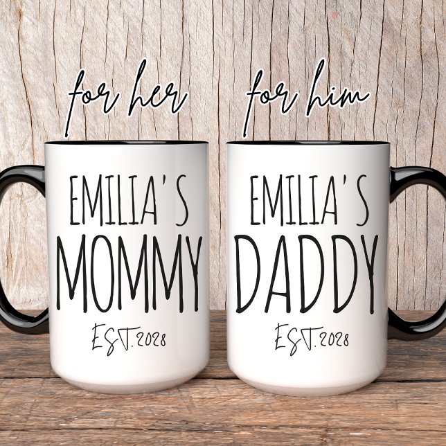 Mommy & Daddy Personalized Mug | New Mom Gift (mommy and daddy mug, personalized mommy mug, custom daddy mug, mug for mom, mug for dad,)
