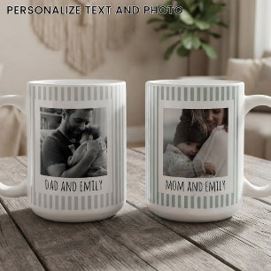 Mommy & Daddy Sage Stripes Mother’s Day Custom Coffee Mug