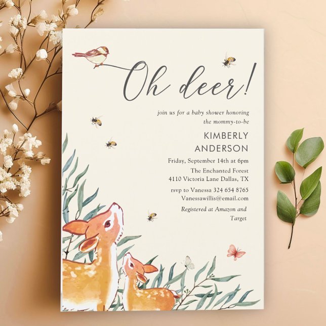 Mommy Deer & Baby Deer Sweet Baby Shower Invitation (Creator Uploaded)
