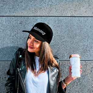 Mommy Distressed Black Embroidered Baseball Cap