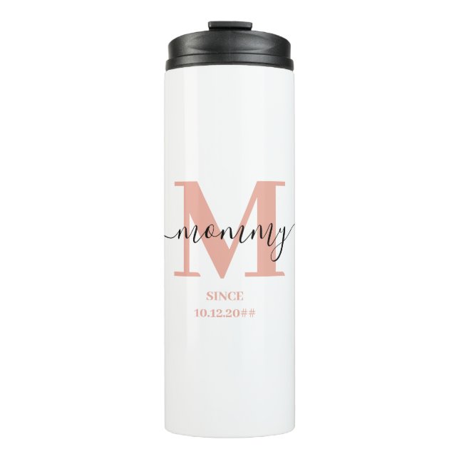 Mommy Elegant Script Monogram Thermal Tumbler (Front)