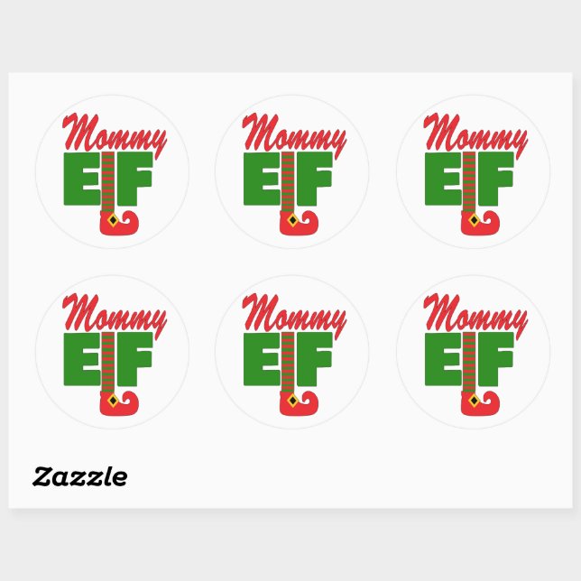 Mommy Elf   Classic Round Sticker (Sheet)