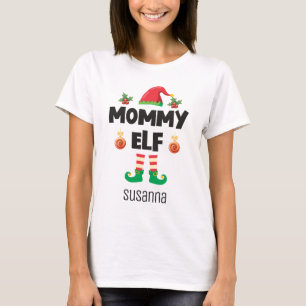Mommy elf family matching christmas outfit name T-Shirt