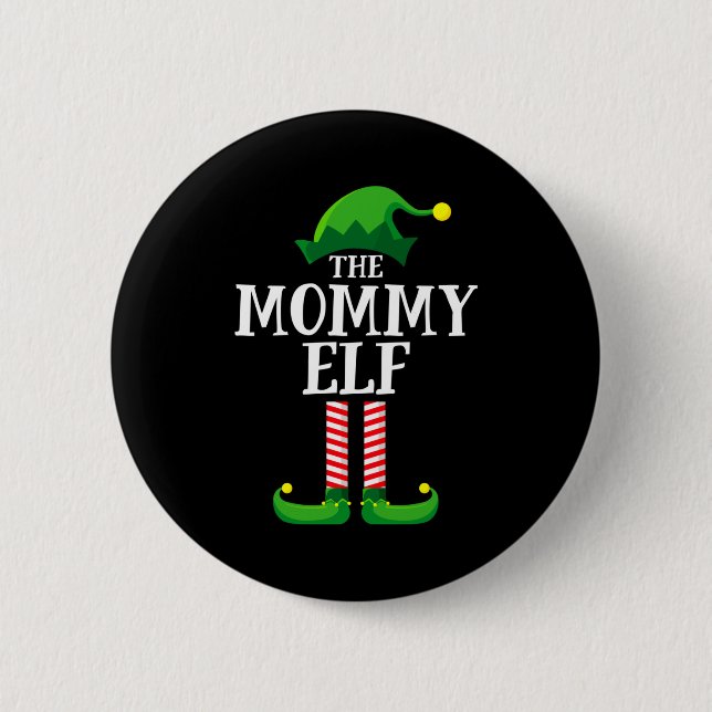 Mommy Elf Matching Family Christmas Party  2 Inch Round Button (Front)