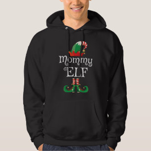 Mommy Elf Women Matching Family Elf Mom Xmas Pjs Hoodie