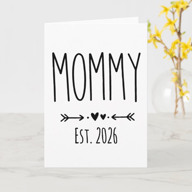 Mommy Est 2026 Pregnancy Minimalist Personalized  Card (Yellow Flower)