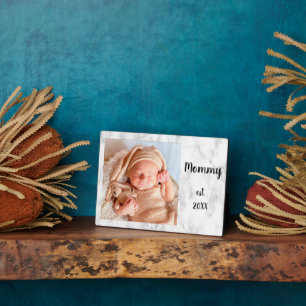 Mommy Est Year Marble Photo New Mother Gift Plaque