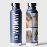 Mommy Established | Custom Date 4 Photo Trendy Water Bottle<br><div class="desc">Mommy Established | Custom Date 4 Photo Trendy</div>