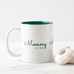 Mommy Established Green Script  Two-Tone Coffee Mug