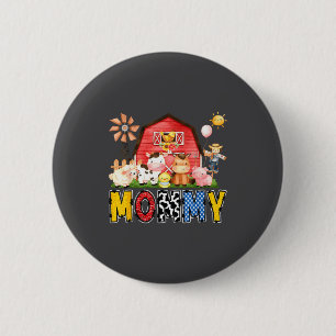 Mommy Farm Cow Birthday Boy Matching Family Party  2 Inch Round Button