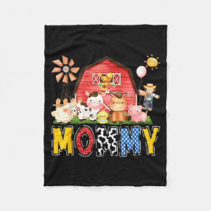 Mommy Farm Cow Birthday Boy Matching Family Party  Fleece Blanket