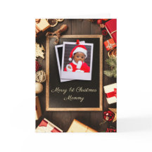 Mommy First Christmas Rustic Wood Chalkboard Photo