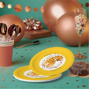 Mommy Giraffe and Calf Baby Shower Paper Plate