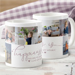 Mommy | Happiness is Heart Calligraphy 6 Photo Coffee Mug<br><div class="desc">Photo collage with 6 of your favourite photos and your personalized text. "happiness is" is hand lettered in cute, elegant calligraphy, finished with a love heart, and the template is set up for you to finish the quote. The sample wording reads "happiness is having you as my mommy ♥ love...</div>