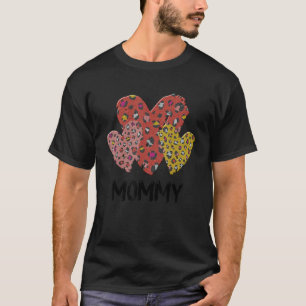 Mommy Hearts Leopard Plaid Vlentines Day Boys Girl T-Shirt