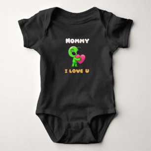 "Mommy I Love U" Cute Baby Alien Heart Bodysuit