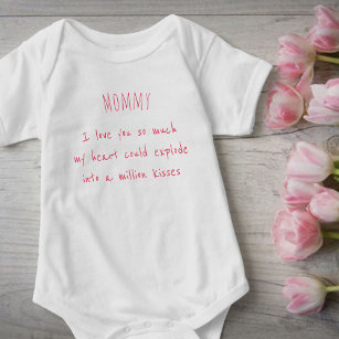 Mommy I Love You So Much Pink Handwritten Poem Baby Bodysuit