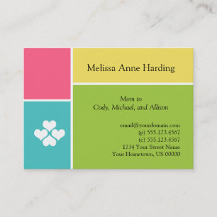 Mommy Info Cards Pink Teal Green Yellow Tropical C